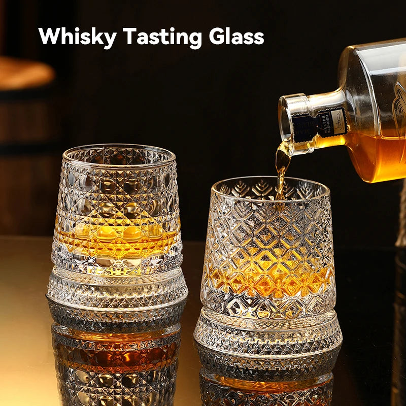 Rotating Crystal Whisky Glass