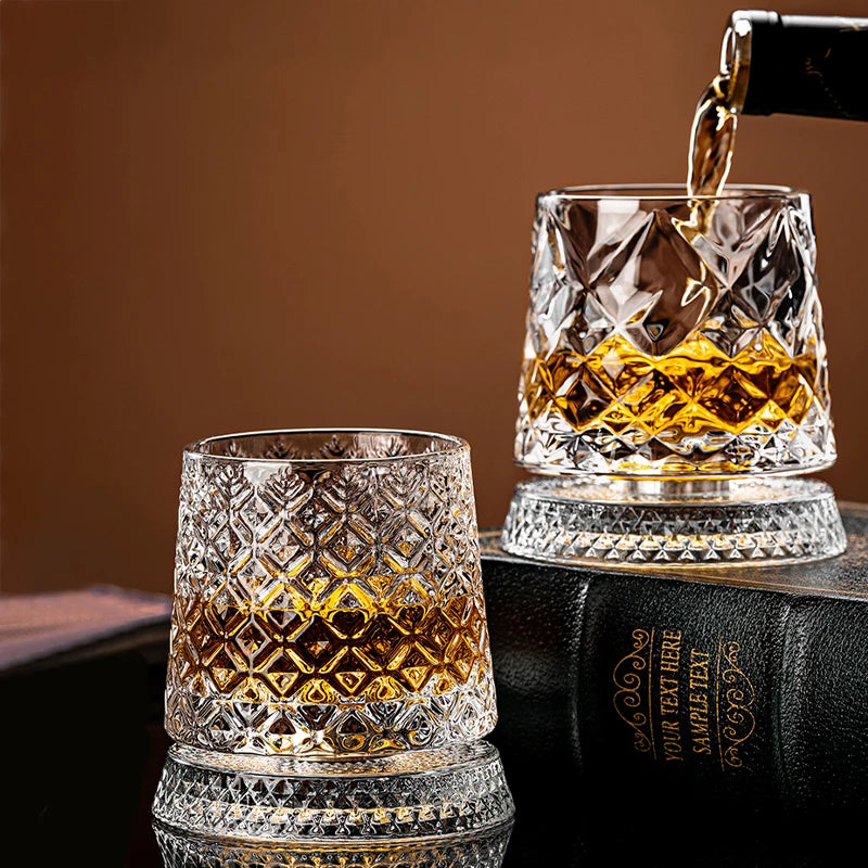 Rotating Crystal Whisky Glass
