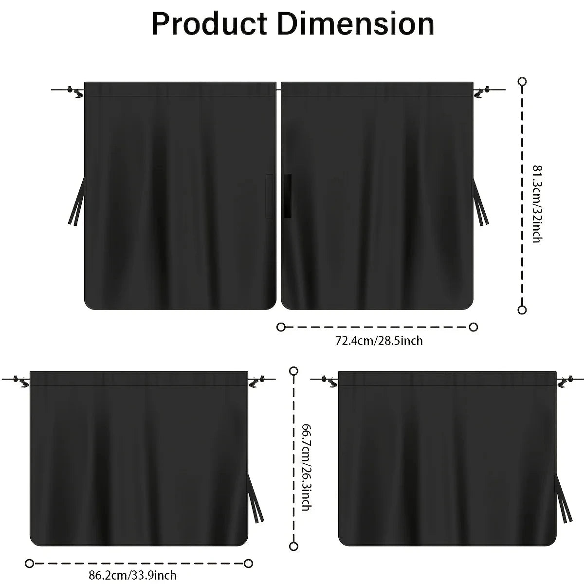 Car Privacy Curtains Set 4Pces