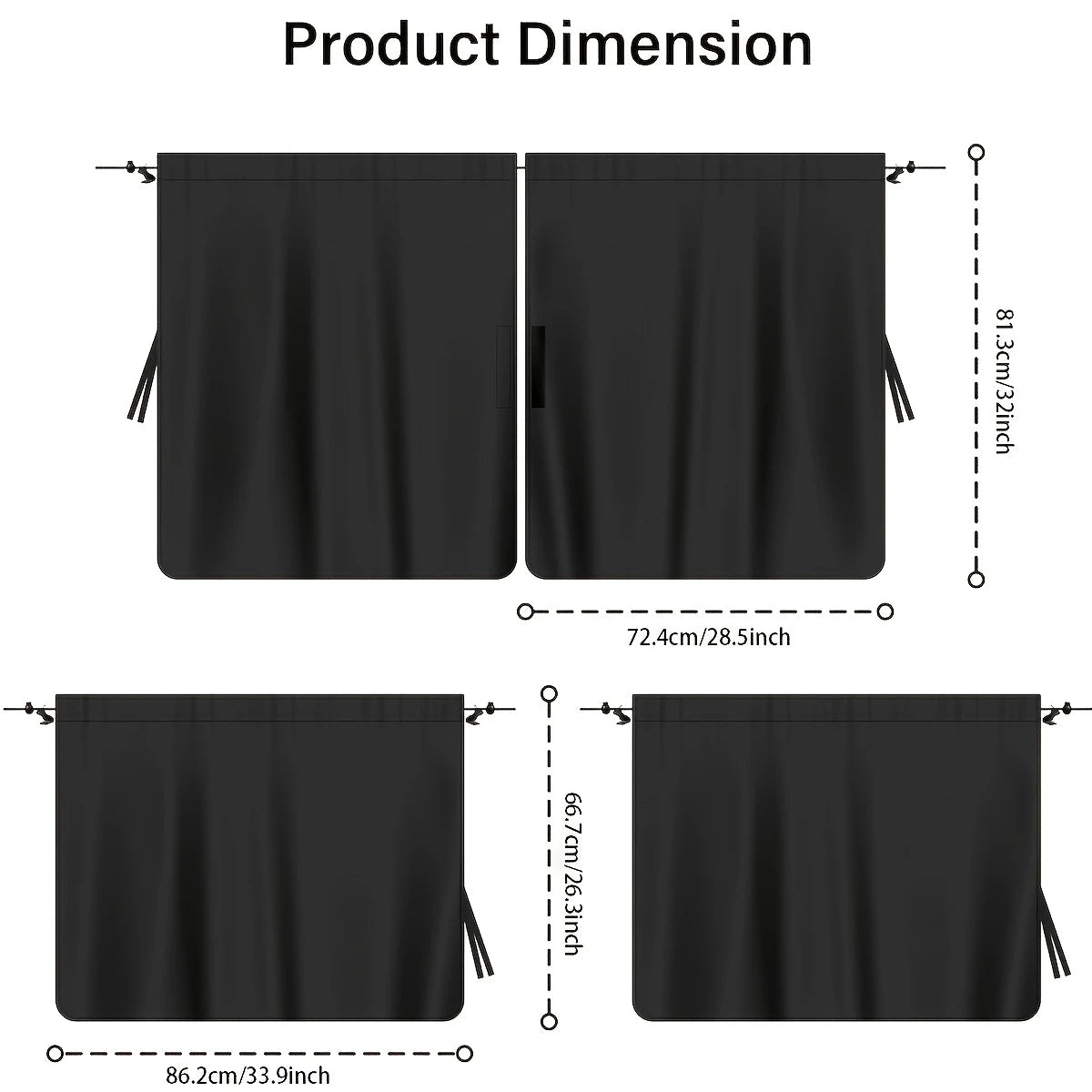 Car Privacy Curtains Set 4Pces