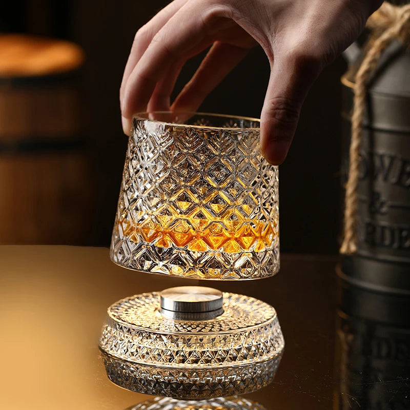 Rotating Crystal Whisky Glass